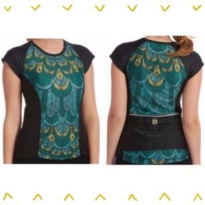 NWT Moxie Cycling Emerald Aqua & Lime Tee size Small